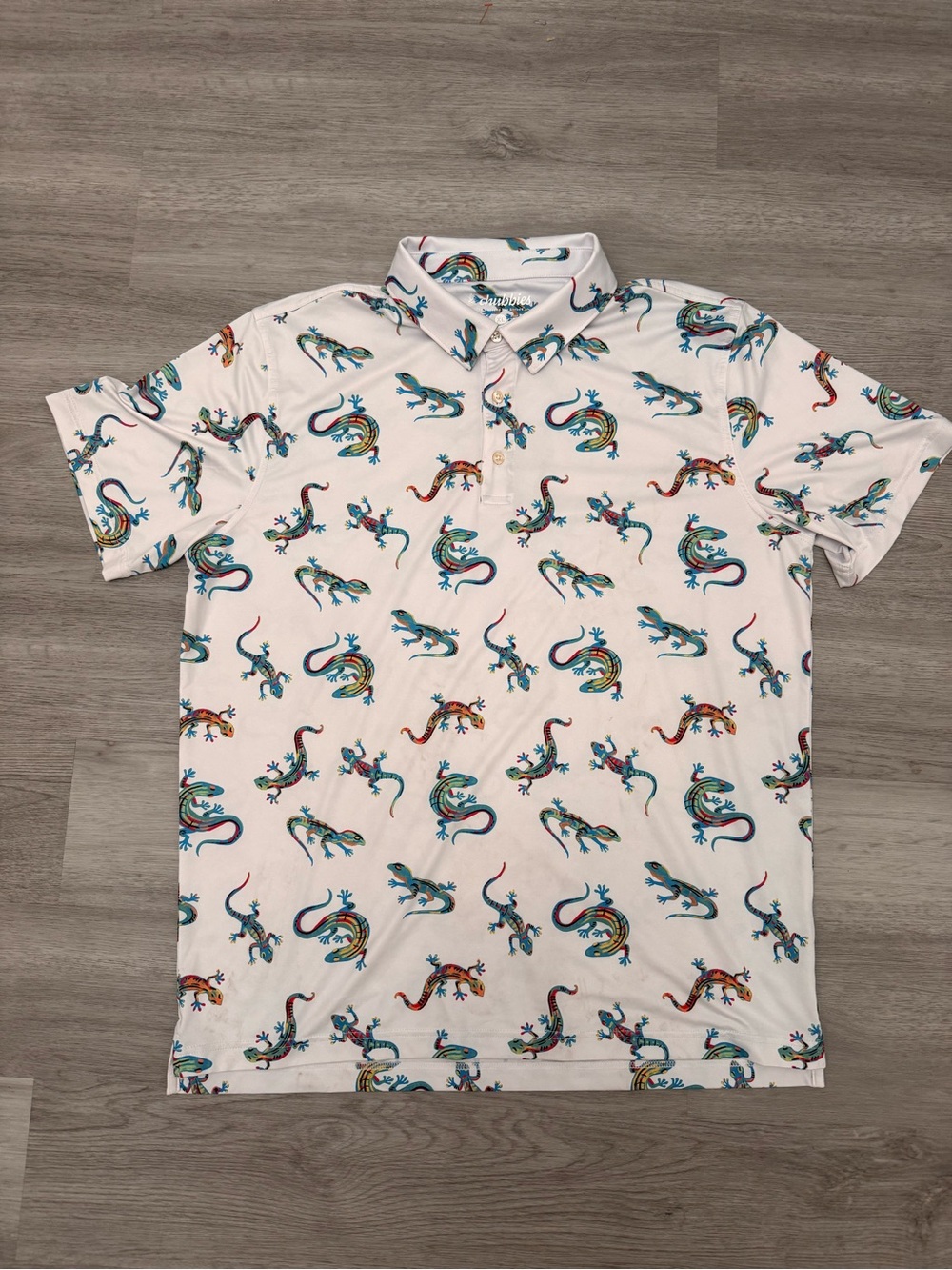 Chubbies Polo Shirt Men's Size XL performance The Busy Lizard" Short Sleeve